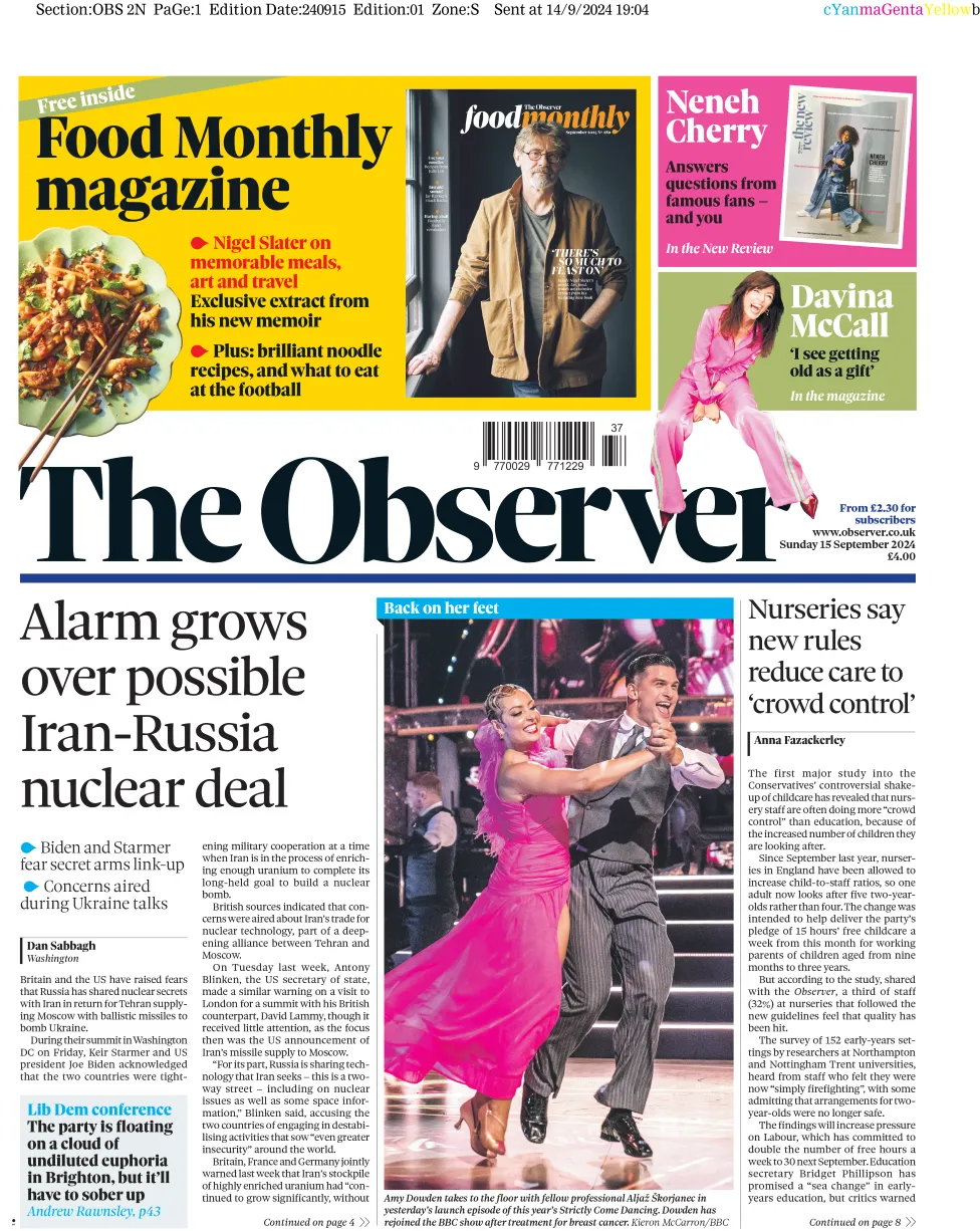 The Observer - Alarm grows over possible Iran-Russia nuclear deal 
