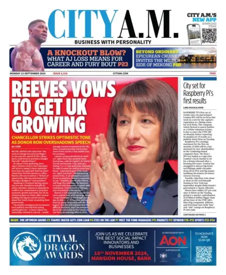 City AM – Reeves vows to get UK growing