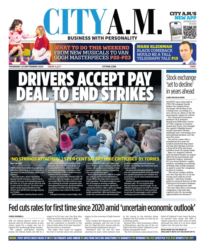 City AM - Drivers accept pay deal to end strike 
