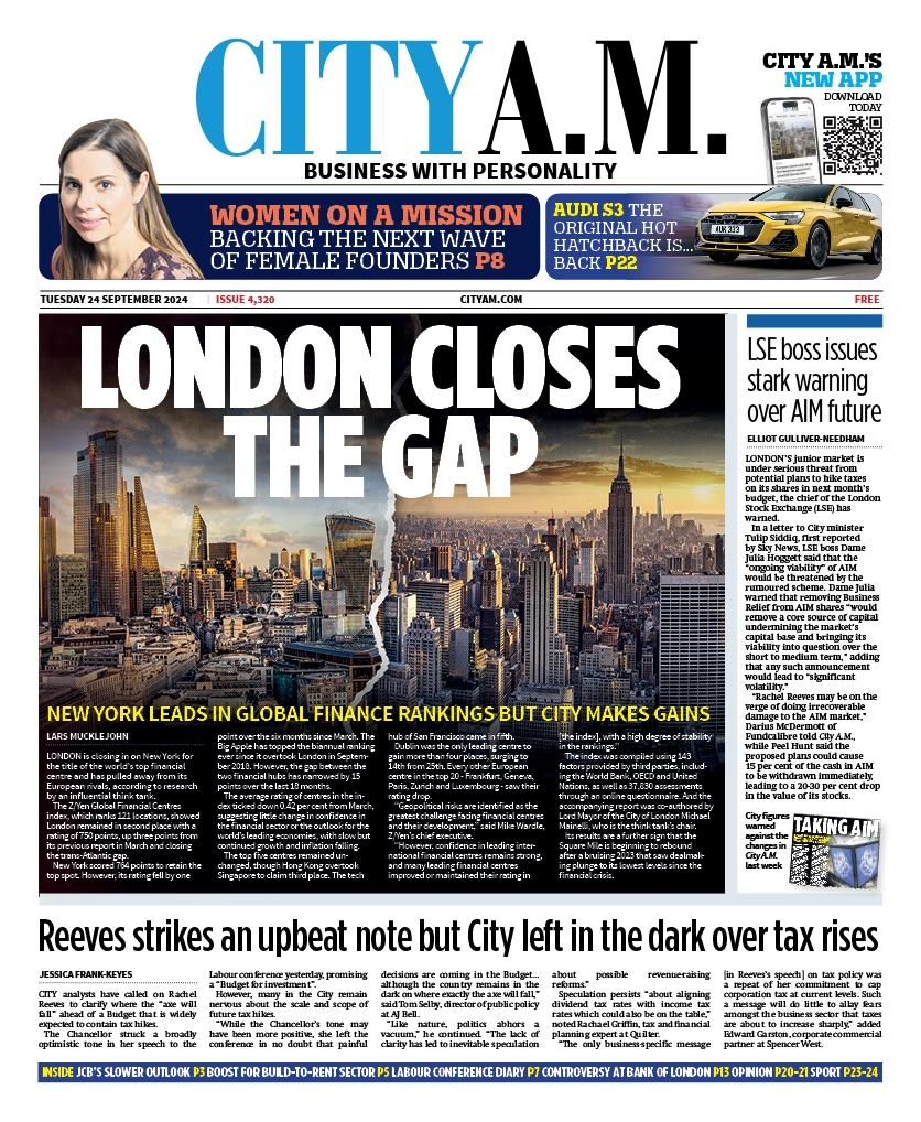 City AM - London closes the gap 
