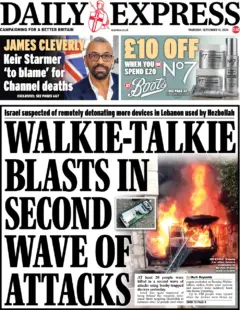 Daily Express – Walkie-talkie blasts in second wave of attacks 