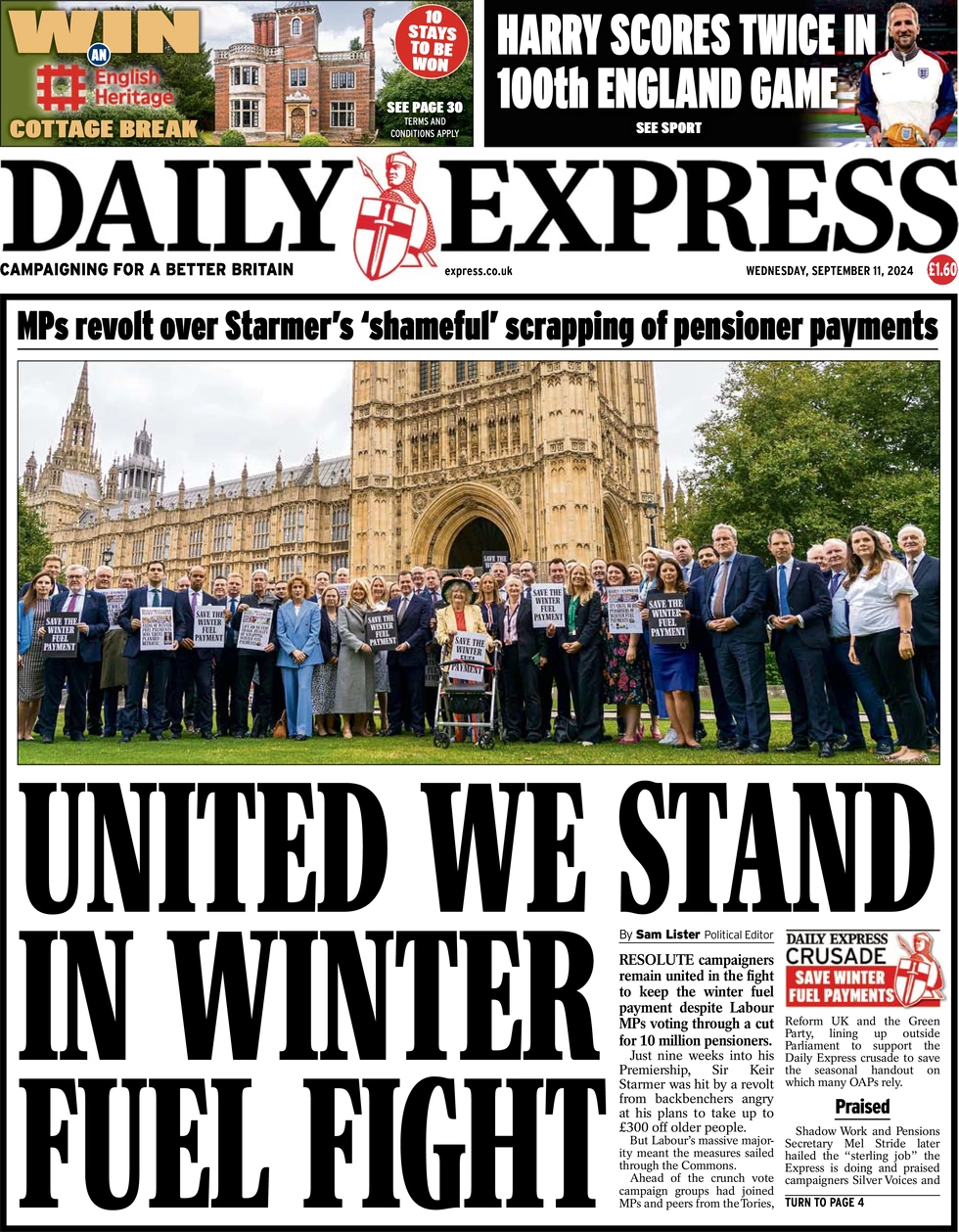 Daily Express - United we stand in winter fuel fight 
