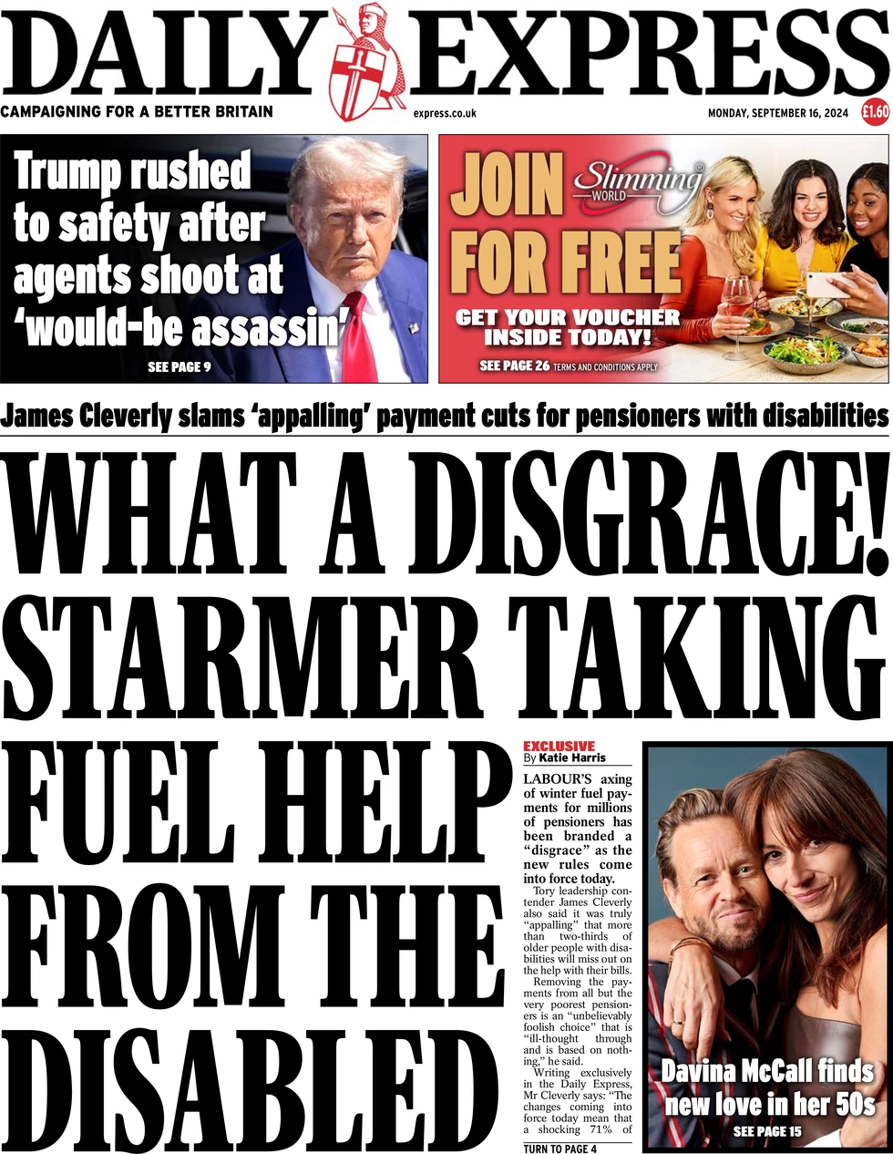 Daily Express - What a disgrace! Starmer taking fuel help from the disabled
