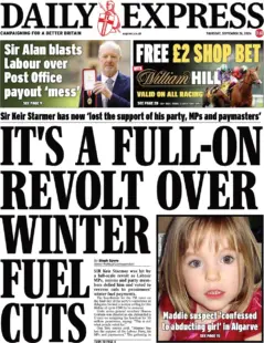 Daily Express – It’s a full-on revolt over winter fuel payments