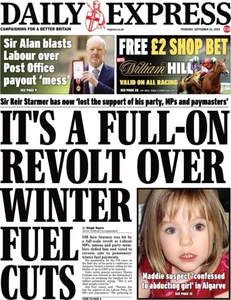 Daily Express – It’s a full-on revolt over winter fuel payments