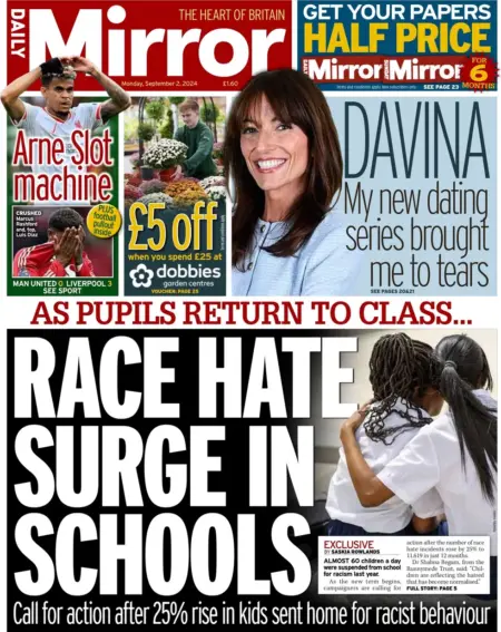 Daily Mirror – Race hate surge in school 