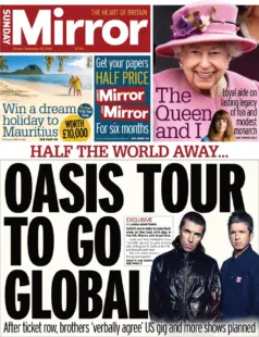 Sunday Mirror – Oasis tour to go global 