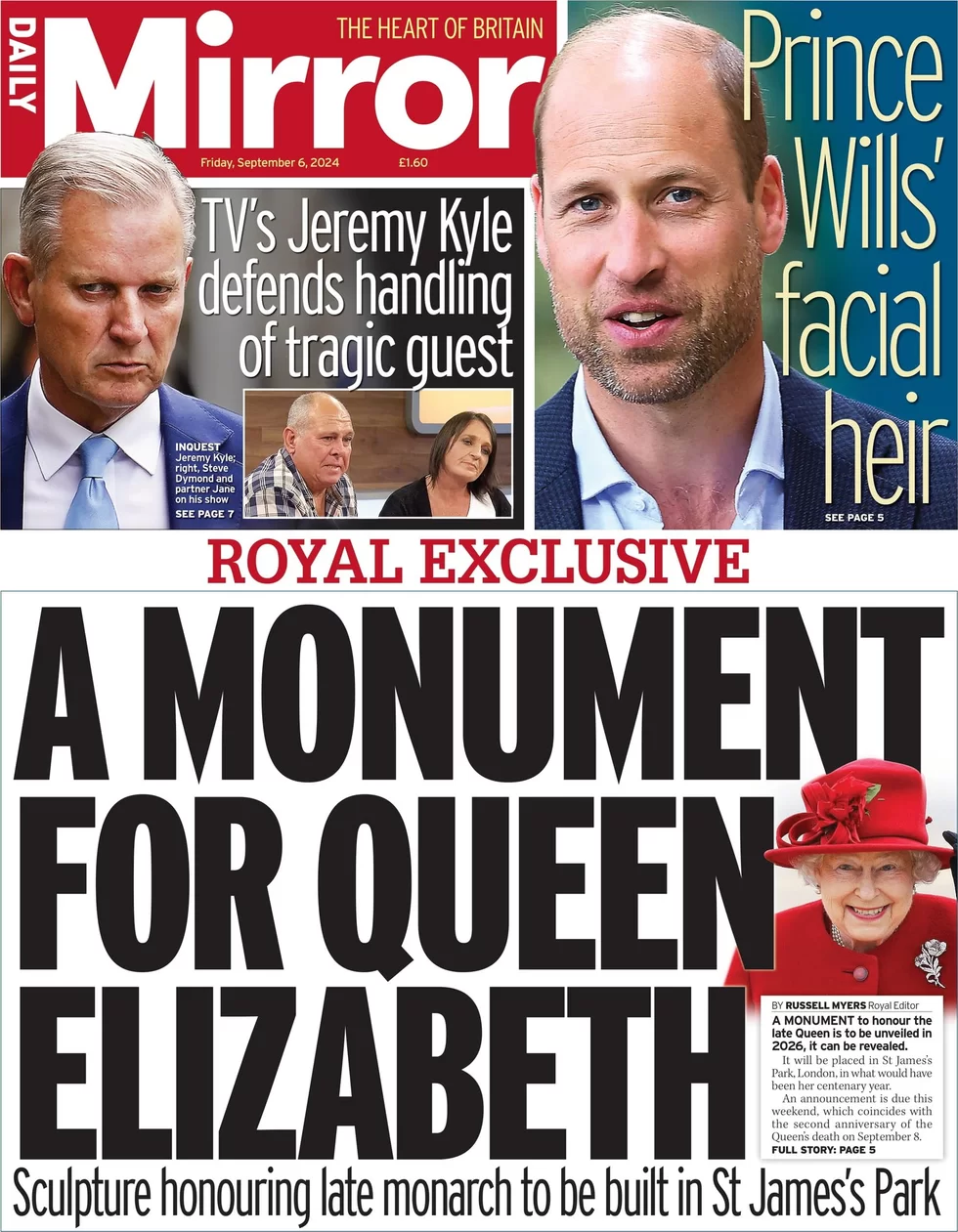 Daily Mirror - A monument for Queen Elizabeth 
