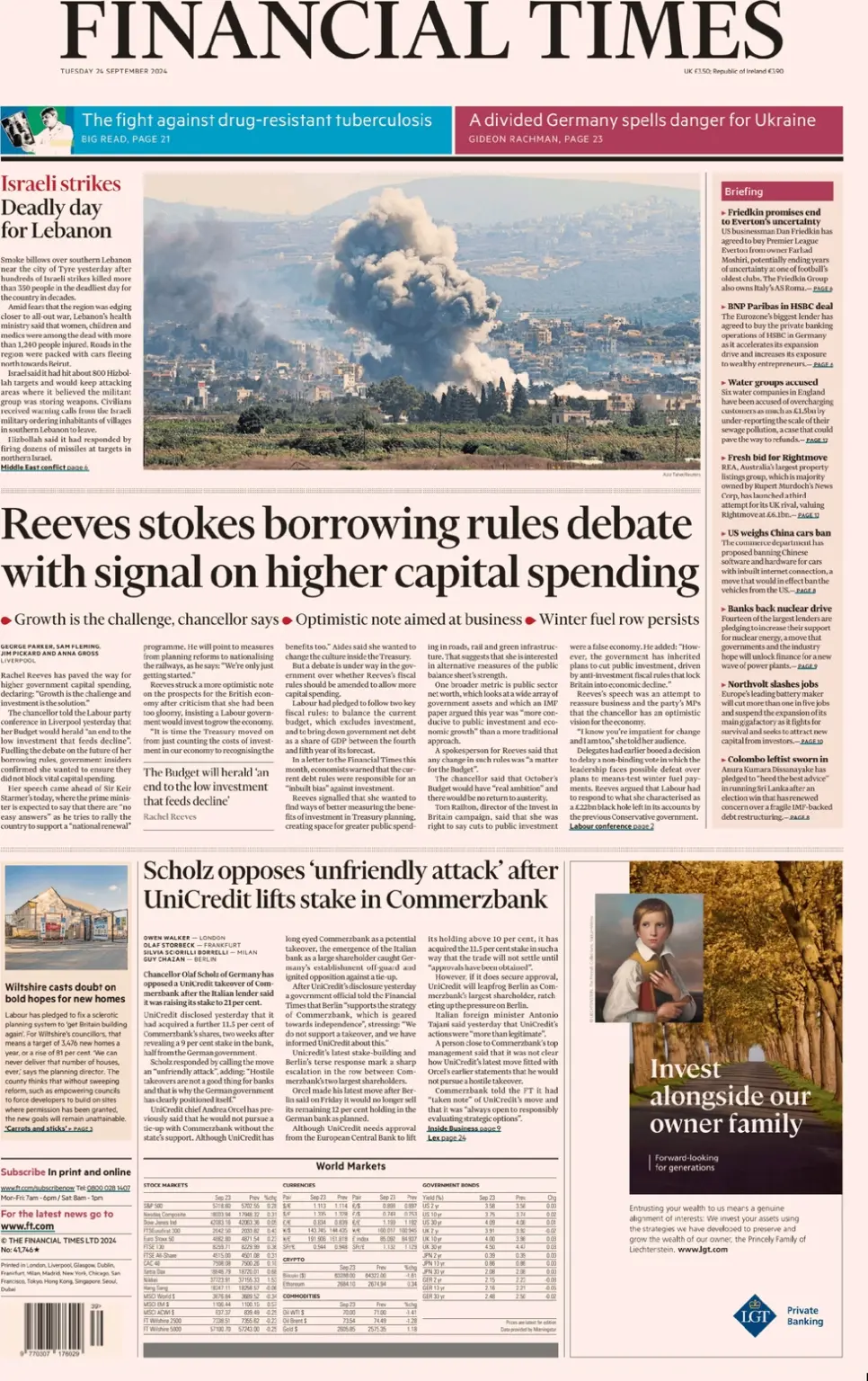 Financial Times – Reeves stokes borrowing rules debate with signal on higher capital spending 