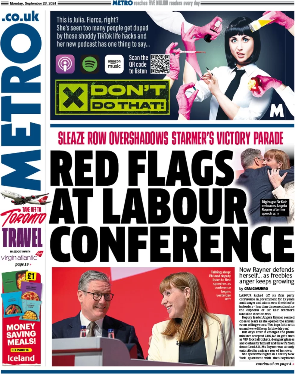 Metro - Red flags at Labour conference  
