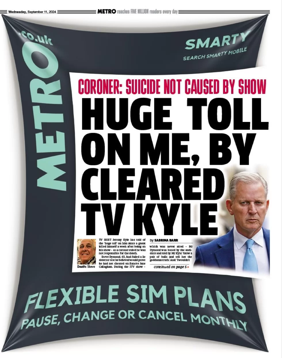 Metro - Huge toll on me, by cleared TV Kyle 
