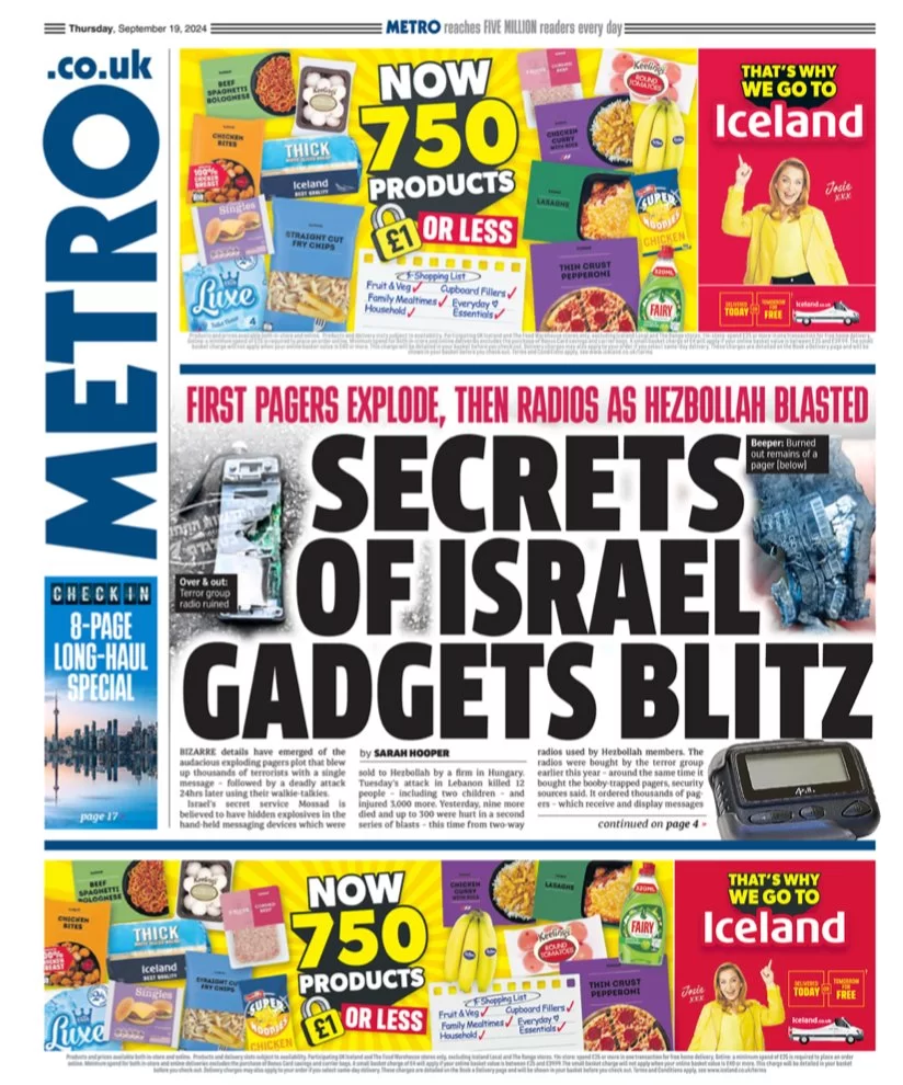 Metro - Secrets of Israel’s gadget blasts 