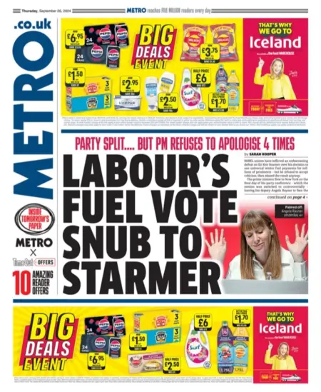 Metro – Labour’s fuel vote to Starmer 