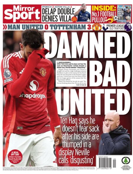 Mirror Sport – Man Utd 0 Spurs 3: Damned Bad United 