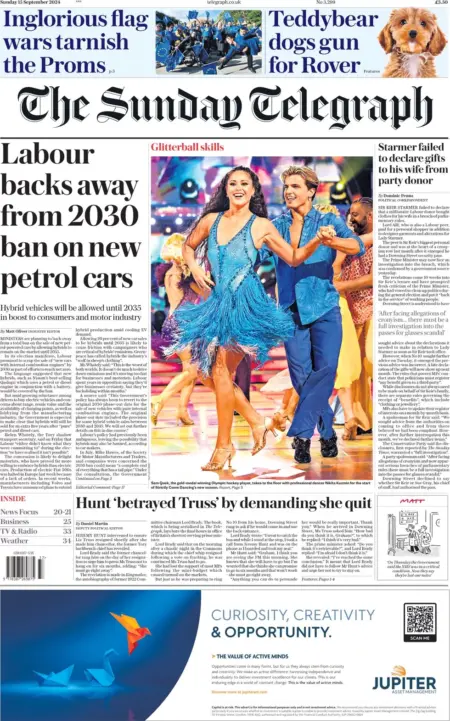 Sunday Telegraph – Labour backs away from 2030 ban on new petrol cars 