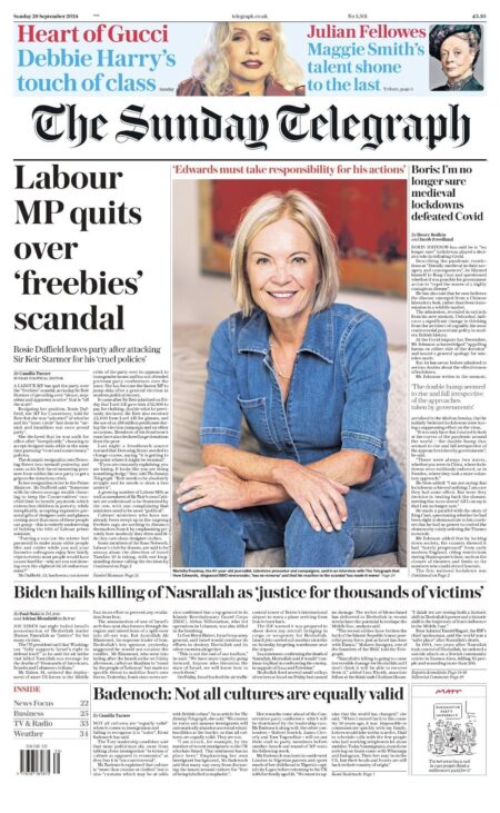 The Sunday Telegraph – Labour MP quits over freebie scandal 