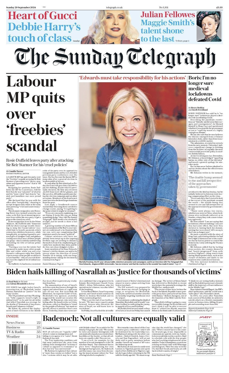 The Sunday Telegraph - Labour MP quits over freebie scandal 
