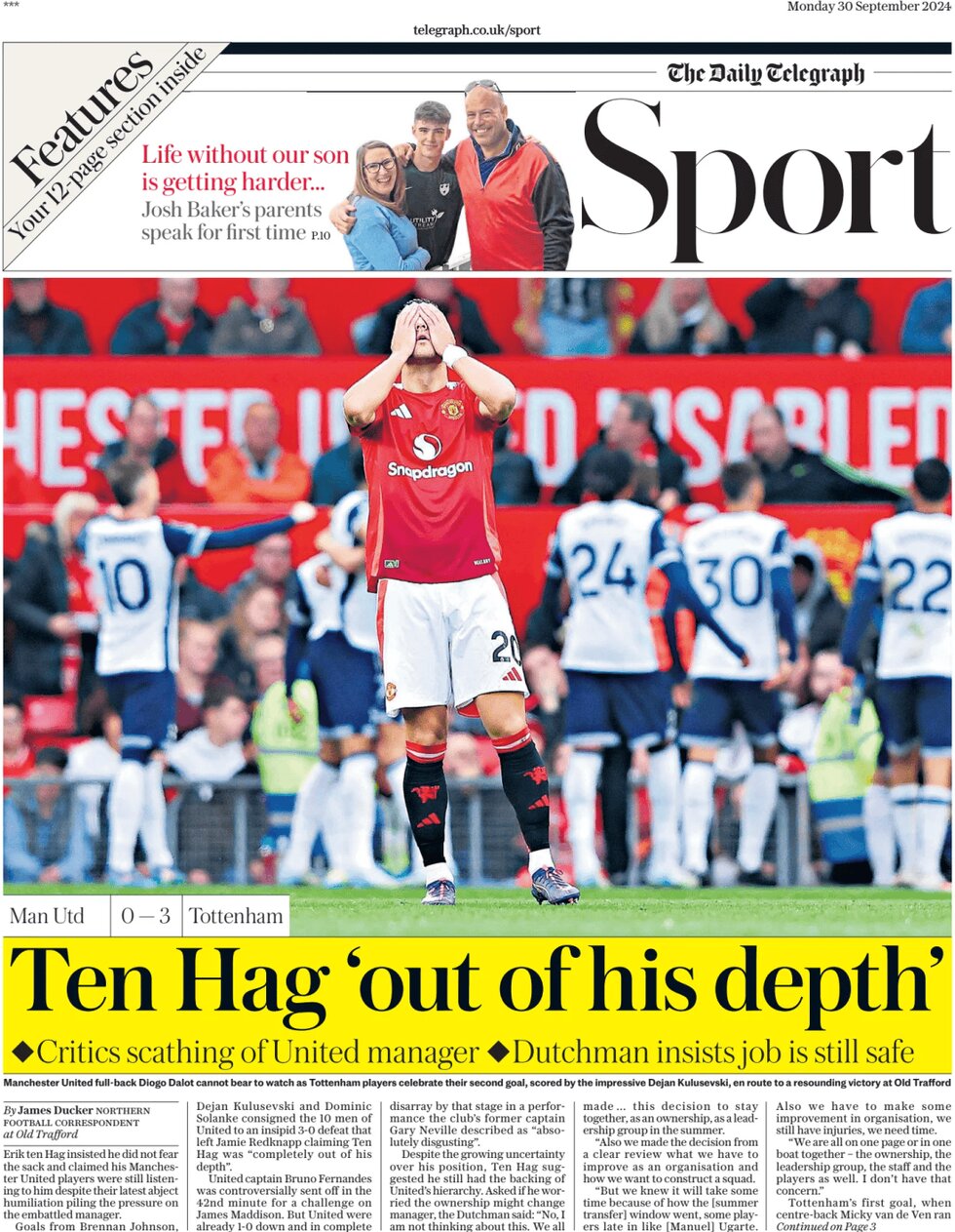 Telegraph Sport - Ten Hag out of his depth 