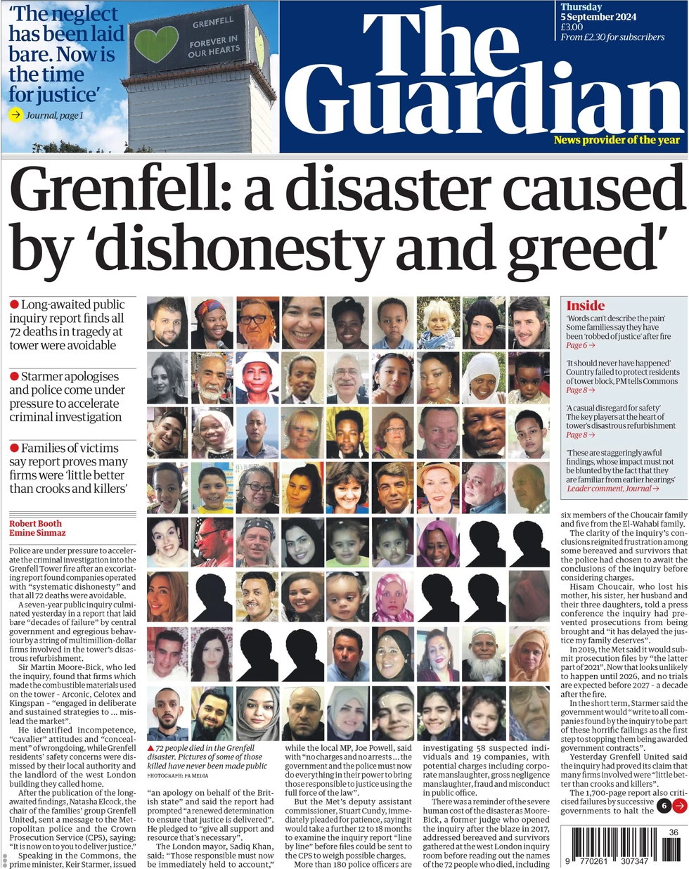 The Guardian - Grenfell: a disaster caused by dishonesty and greed 
