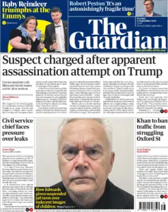 The Guardian – Suspect charged after apparent assassination attempt on Trump 