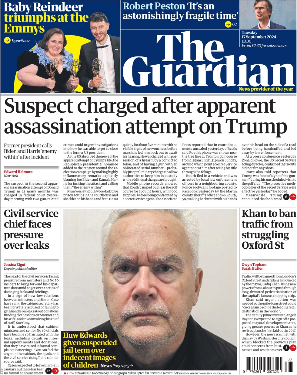 The Guardian - Suspect charged after apparent assassination attempt on Trump 
