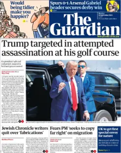 The Guardian – Suspect held after apparent assassination attempt on Donald Trump at Florida golf course