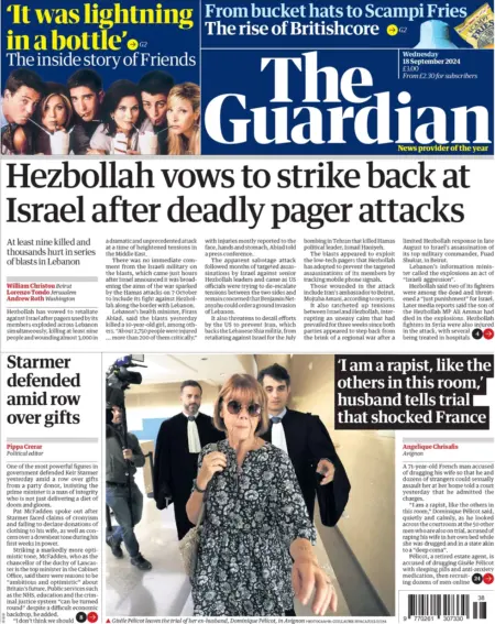 The Guardian – Hezbollah vows to strike back at Israel after deadly pager attacks 