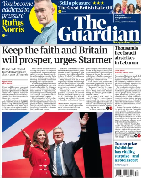 The Guardian – Keep the faith and Britain will prosper, urges Starmer 