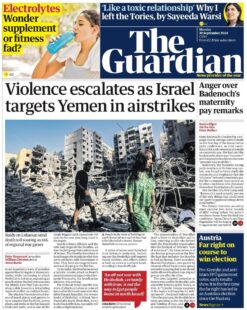 The Guardian - Violence escalates as Israel targets Yemen in airstrikes