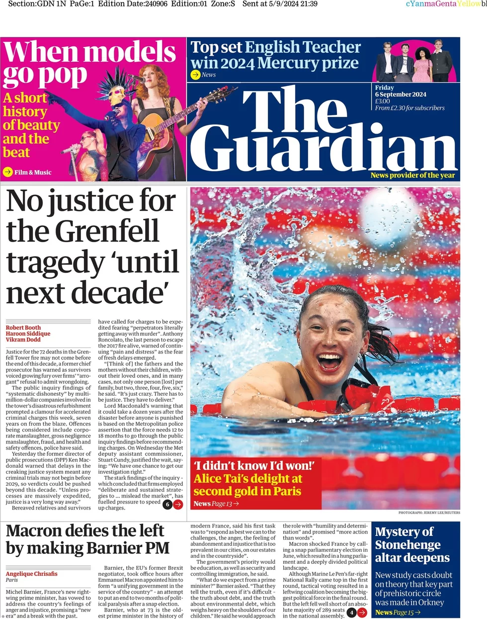 The Guardian - No justice for the Grenfell tragedy ‘until next decade’ 
