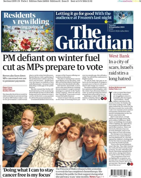 The Guardian – PM defiant on winter fuel cut as MPs prepare to vote 