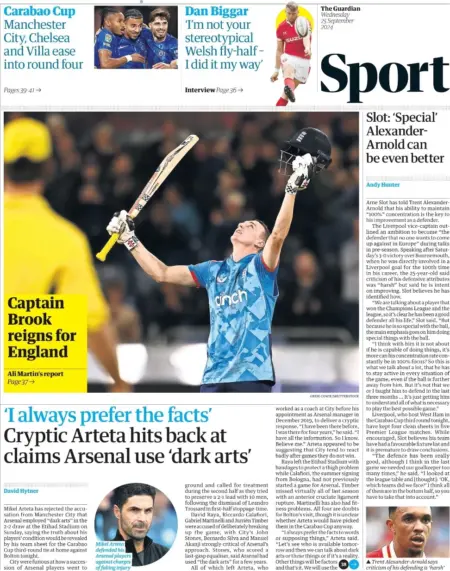 Guardian Sport – Cryptic Arteta hits back at claims Arsenal use ‘dark arts’