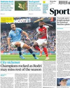 Guardian Sport – Champions rocked as Rodri may miss rest of season 