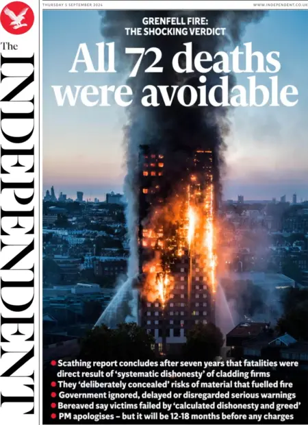 The Independent – All 72 deaths were avoidable 