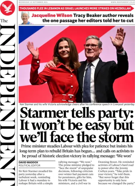 The Independent – Starmer tells the party: It won’t be easy but we’ll face the storm 