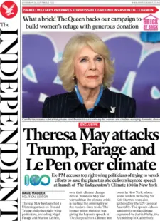 The Independent – Theresa May attacks Trump, Farage and Le Pen over climate 