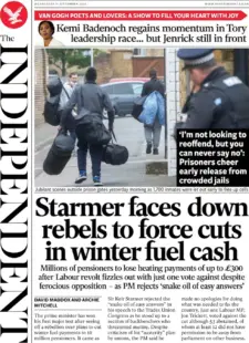 The Independent – Starmer faces down rebels to force cuts in winter fuel clash 