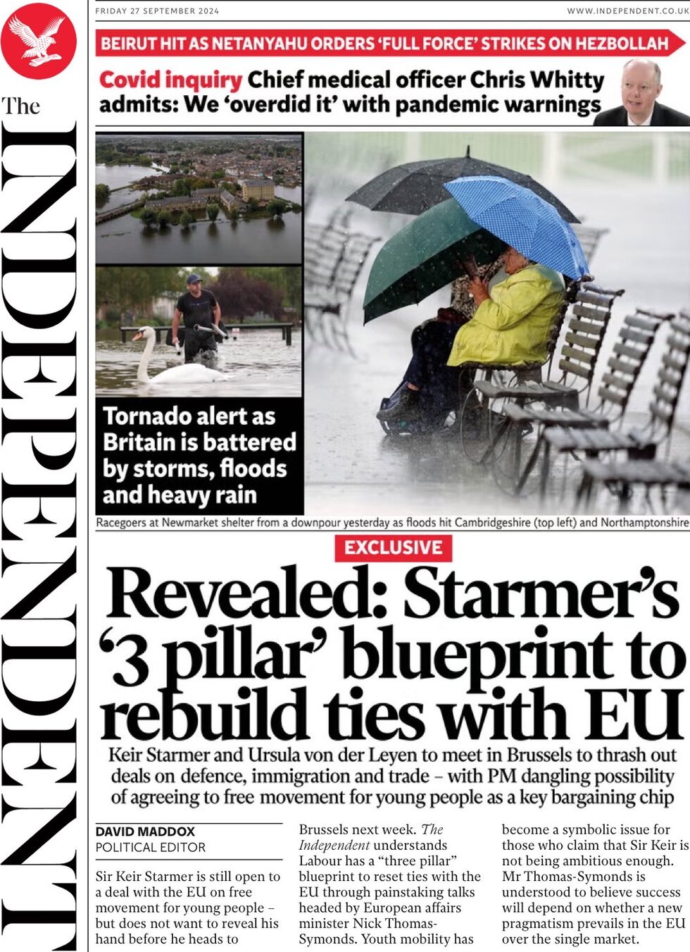 The Independent - Revealed: Starmer’s ‘3 pillar’ blueprint to rebuild ties with EU