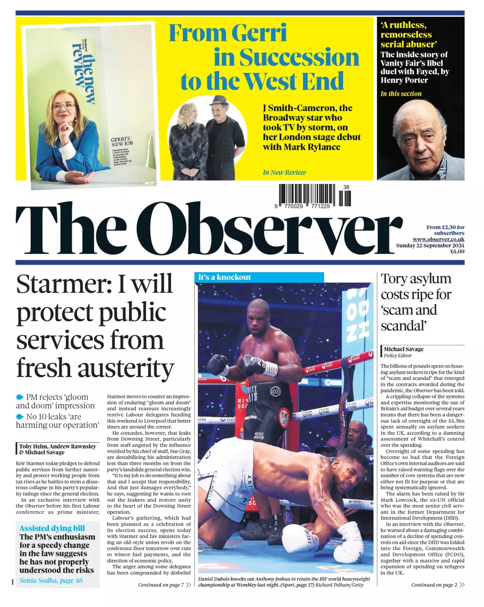 The Observer - Starmer: I will protect public services from fresh austerity 
