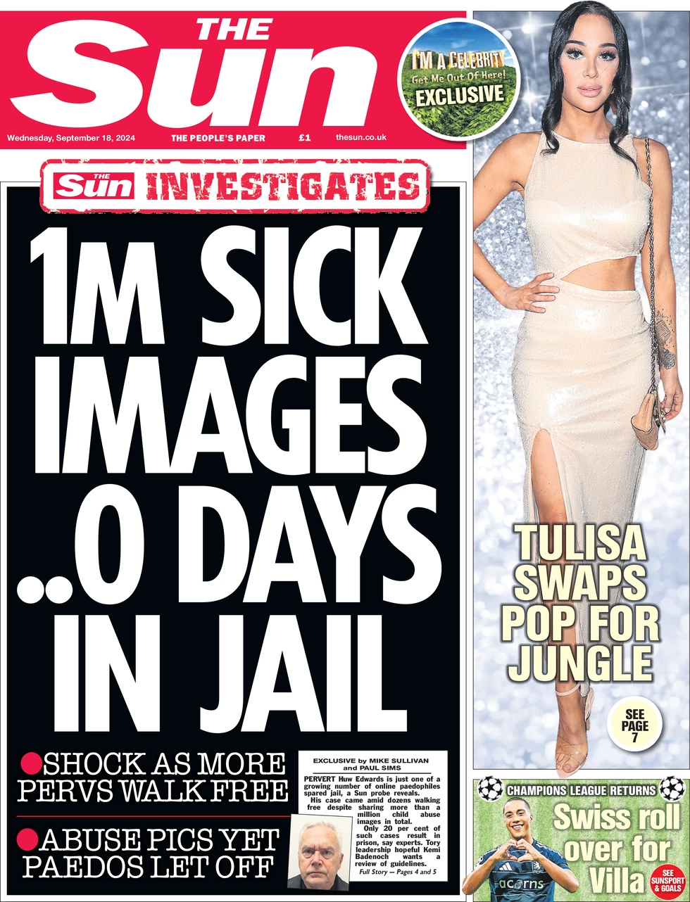 The Sun - 1m sick images … 0 days in jail 
