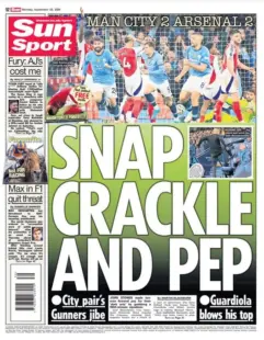 Sun Sport – Man City 2 Arsenal 2: Snap, crackle and Pep 