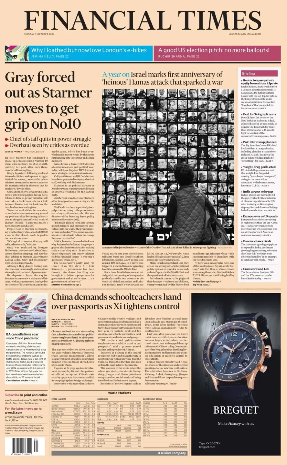 FT – Gray forced out as Starmer moves to get grip on No10 