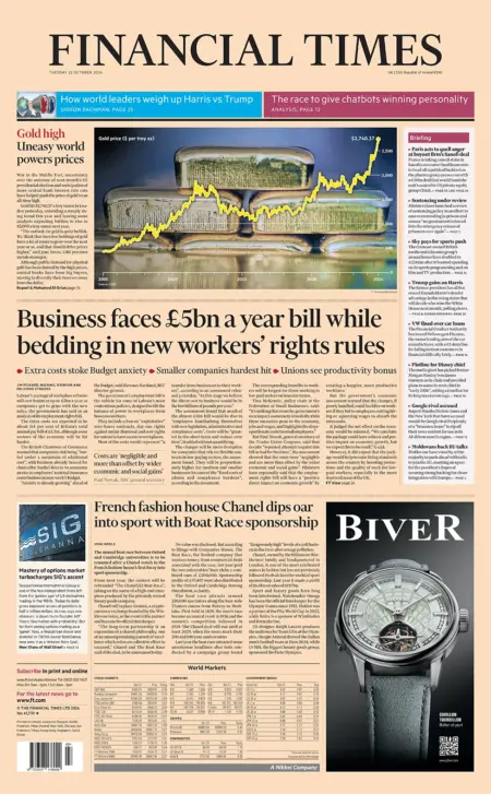 FT – Business faces £5bn a year bill while bedding in new workers’ rights rules 