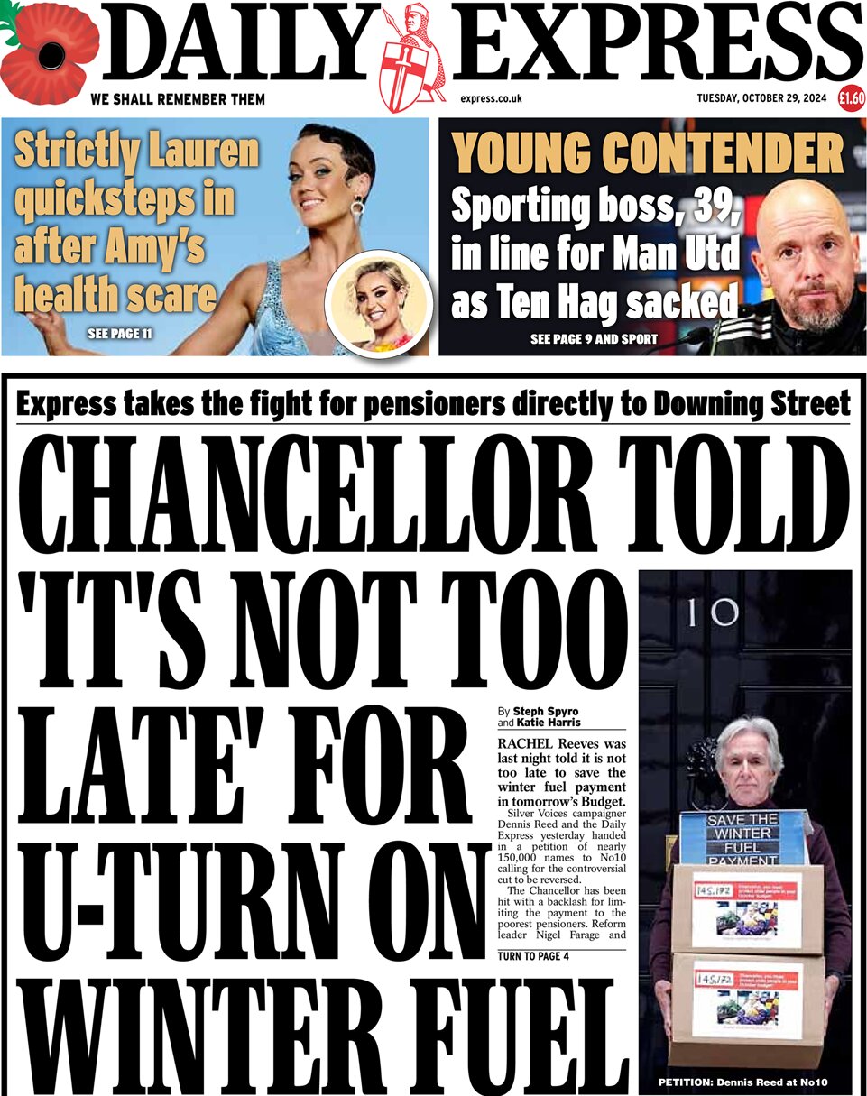 Daily Express - Chancellor said ‘It’s not too late for U-turn on winter fuel’