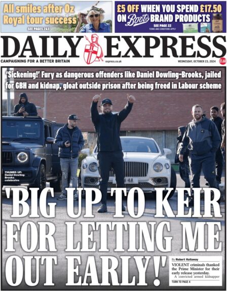 Daily Express – ‘Big up Keir for letting me out early’ 