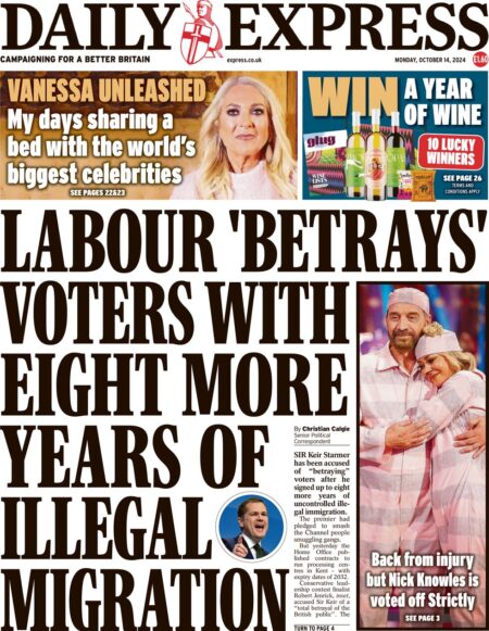 Daily Express – Labour betrays voters with eight more years of illegal migration