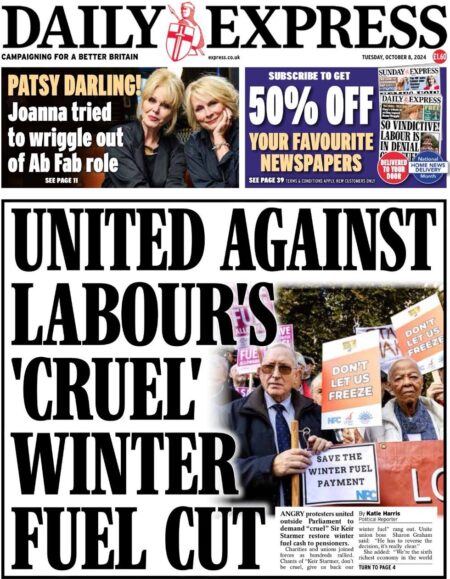 Daily Express – United against Labour’s cruel winter cut 