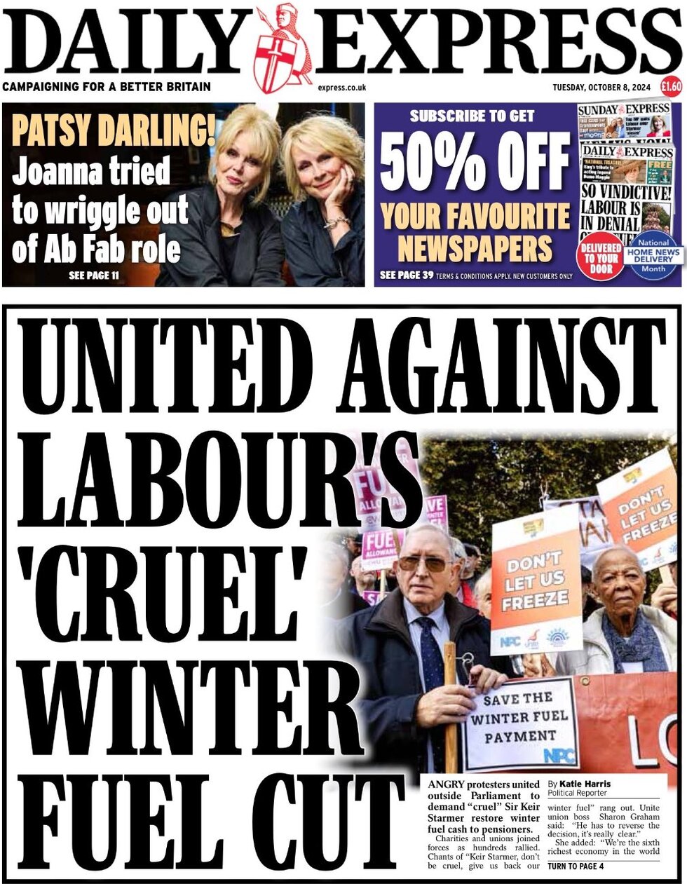 Daily Express - United against Labour's cruel winter cut 
