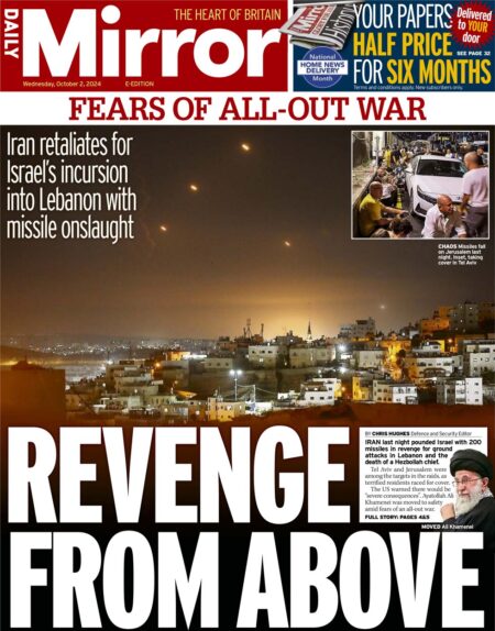 Daily Mirror - Fears of an all-out war: Revenge from above