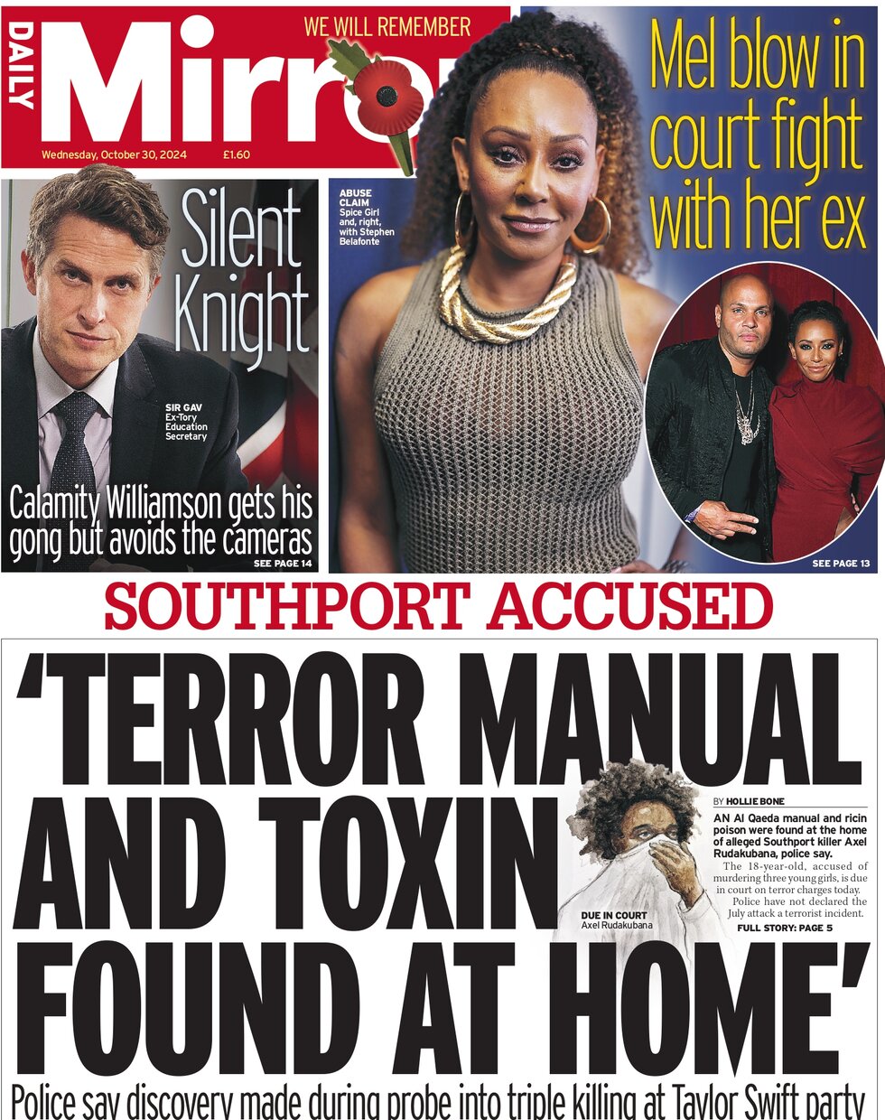 Daily Mirror - ‘Terror manual and toxin found at home’
